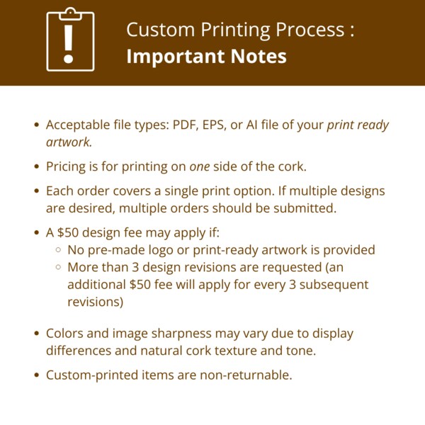 Custom printed cork yoga block ordering notes
